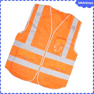 Hi-Vis Safety Vest With Zipper Reflective Tape Jacket Waistcoat