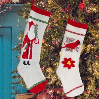 calcetines de decoración navideña de punto bolsa de regalo larga bolsa de caramelo colgante árbol de navidad decoraciones