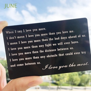 JUNE Valentine Purse Card for Men Husband Boyfriend Presents Wallet Insert Card Love Note From Wife Girlfriend Anniversary Gifts Metal Anniversary Memorial