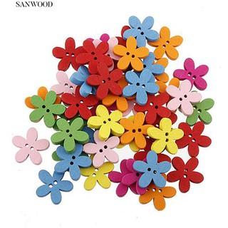 100 pzs botones de flores de colores mezclados 2 agujeros para costura manualidades Scrapbooking DIY