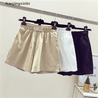 [nanjingxinbi] algodón puro blanco pantalones cortos de verano de las mujeres nuevo cintura alta una línea de ancho pantalones de pierna [caliente] (1)