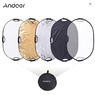 andoer 90*60cm portátil de mano oval plegable 5 en 1 multi reflector con oro/sliver/blanco/negro/translúcido colores para fotografía estudio fotográfico (1)