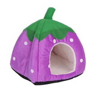 ST Cute Strawberry Pet Bed Dog Cat Kitten Puppy Cave Kennel House with Mat Foldable (2)