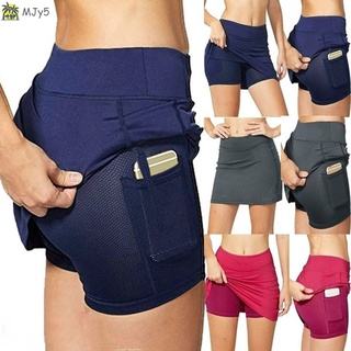 Mjy5 mujeres faldas de tenis interior pantalones cortos elásticos deportes Golves Skorts con bolsillos para teléfono
