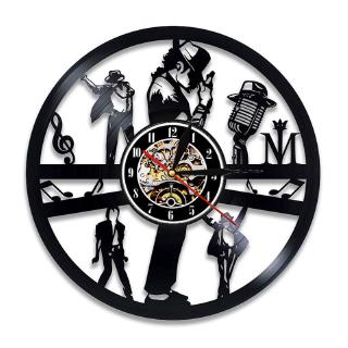 Michael Jackson reloj de pared diseño moderno música tema 3D pegatinas Pop King vinilo registro relojes reloj de pared decoración del hogar para hombre