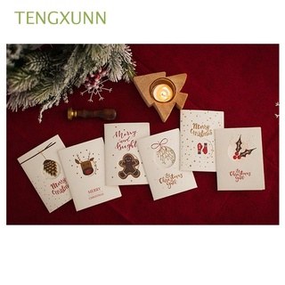 TENGXUNN New Year Merry Christmas Thanks Card Best Wishes Christmas Greeting Card Stickers Cards with Envelopes Party Supplies Wishes Card Wishing Message Cards