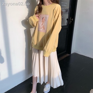 ﹉Suéter amarillo de cuello redondo para mujer primavera y otoño 2021 nuevo estilo coreano diseño suelto nicho blusa de manga larga