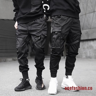 ONSHION Ribbons Harem Joggers Men Cargo Pants Streetwear Hip Hop Pockets Track Pant (9)
