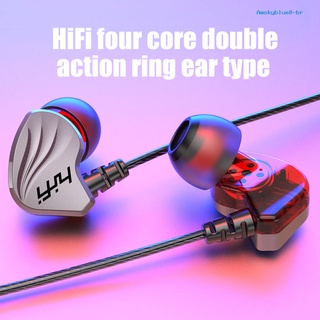 [auriculares ambr] 6d 4-core dual moving coil in-ear 3.5mm hifi bass cableado auriculares deportivos auriculares