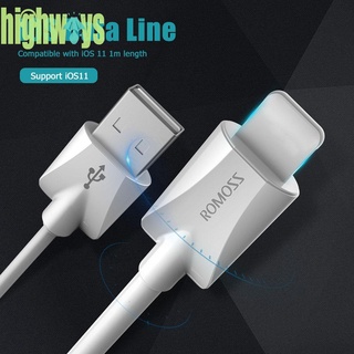 ROMOSS CB12V - Cable de carga de 8 pines (2A, cargador rápido, Cable de datos para iPhone 7/8/X)