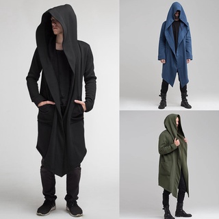 los hombres cardigan sudadera con capucha masculino con capucha manto ropa capa cortavientos prendas de abrigo chaqueta abrigo negro m