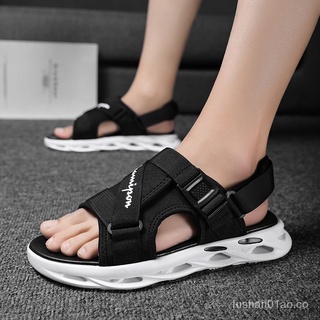 coreano moda casual sandalia kasut sandalias azul negro gris hombres verano transpirable