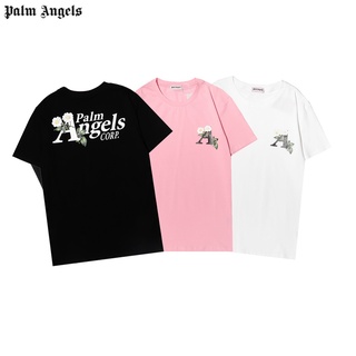 Palm-angel-s nueva tridimensional flor letra impresión hombres y mujeres suelta camiseta de manga corta