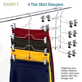 Barry1 4 capas perchas de ahorro de espacio pantalones Clip titular multicapa de acero inoxidable ropa pantalones falda multifuncional organizador estantes