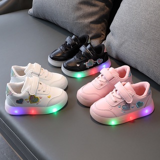 Niños zapatilla de deporte de luz LED suave suela zapatos de deporte para bebé niña estilo moda Vintage lindo zapatos