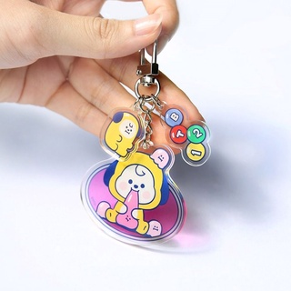 SORB Durable BT21 Key Pendant Safe and Non-toxic Chimmy Mang Cooky Shooky Tata BTS Keychain with Iron Ring Peripheral Products Backpack Ornaments Acrylic Material Waist Buckle (3)