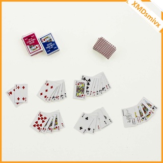 1:12 Miniature Games Deck Poker Dollhouse Playing Cards Miniature 2 Deck (4)