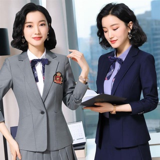 Manga larga lana ropa de negocios de gran tamaño gris uniformes de trabajo gerente desgaste de negocios formal desgaste traje falda profesional