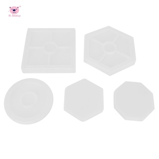 5pcs diy posavasos molde de silicona incluido cuadrado hexagonal círculo octágono molde para resina, hormigón, cemento, decoración del hogar