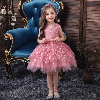 dialand _niño bebé niños niñas volantes flores de tul vestido de fiesta princesa vestidos (1)