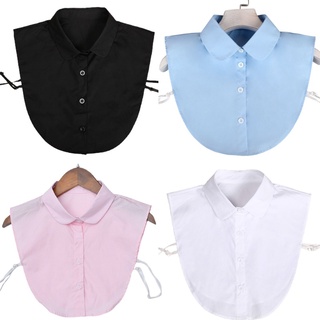 lu coreano mujeres decorativas de algodón falso collar falso simple color sólido botón abajo solapa media camisa blusa oficina señora desmontable dickey accesorios de ropa