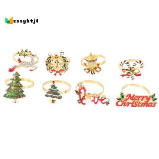 anillos para servilletas de navidad - juego de 8 anillos para servilletas navideñas, decoración de mesa, alce, hebilla de servilleta