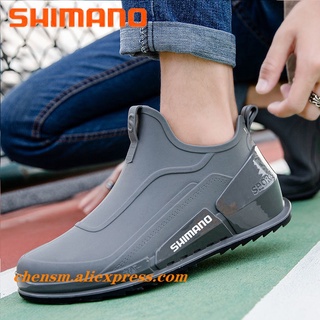 Shimano Hombres Botas De Lluvia Impermeable Tobillo Zapatos Pisos De Pesca Antideslizante Casual Hombre De Goma