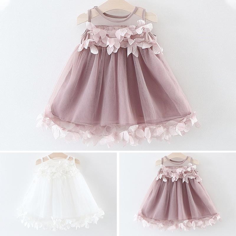 Vestido de tul Floral blanco/rosa tutú de princesa para bebé
