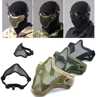 Y1zj - máscara de malla metálica de acero para media cara, ajustable para exteriores