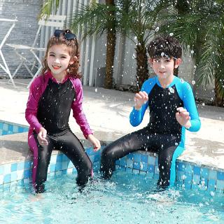 Niñas niños de una pieza traje de baño de los niños de manga larga traje de baño adolescentes natación buceo buceo Surf ropa de playa (4)