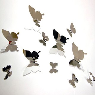CYL 12 pzs calcomanías 3D espejo mariposa decoración de la habitación de la habitación pared Mural arte calcomanías