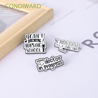 CONDIWARD Fashion Enamel Pin Alloy Jewelry Doctor Badge Letter Brooch The Exposed Clasp Gift Collar Accessories Gifts Jewelry Gift Black and White Denim Jackets Lapel Pin