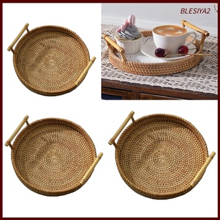 [Blesiya2] cesta de pan tejida a mano bandeja de almacenamiento de mimbre bebidas de té Snack decoración del hogar