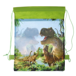 mochila escolar con cordón estampado dinosaurio