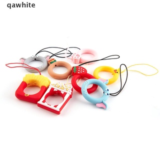 qawhite lindo de dibujos animados de silicona cordón llaves correa llavero accesorios de teléfono móvil co