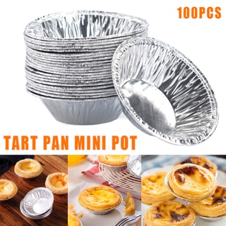 100pcs Disposable Aluminum Foil Tart Pan Mini Pot Pie Tart Bake Plate Tin Pan Tray (1)