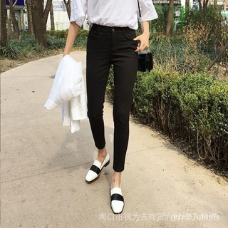 Primavera Otoño Negro Jeans Mujeres Nuevo Estilo Coreano Versión Más Delgado Aspecto De Cintura Alta Elástico Flaco Ank