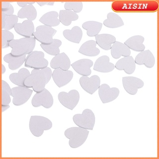(Aisin) 100 piezas blancas 21x20mm Mini corazones De madera Formas De decoración De manualidades manualidades manualidades para álbum De recortes De boda
