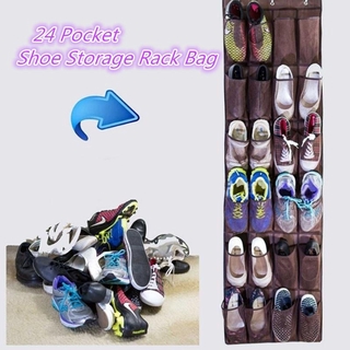 24 bolsillo de almacenamiento de zapatos armario titular de la puerta colgante de la pared organizador bolsa (1)
