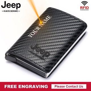 Antirrobo titular de la tarjeta de crédito JEEP Smart Wallet Dompet: bloqueo RFID Slim Mini cartera de cuero PU Pop Up