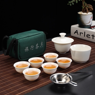 11 unids/Set de viaje Kung Fu té Set de cerámica portátil taza de té porcelana servicio Gaiwan tazas de té taza de ceremonia tetera