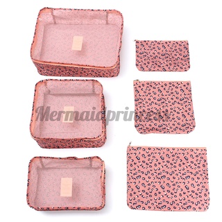 6Pcs Waterproof Travel Storage Bags Clothes Packing Cube Luggage Organizer Pouch pink