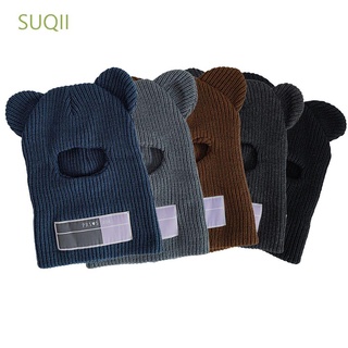 SUQII New Balaclava protectionCold Proof Beanie Knit Cap Artificial Wool Multi Functional Winter Hat Warm Ski Mask/Multicolor