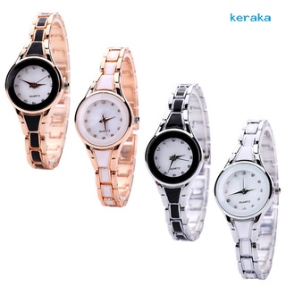 reloj de pulsera de cuarzo analógico de acero inoxidable a la moda para mujer [keraka]