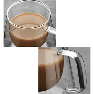2 piezas de vidrio doble 200 ml resistente taza de café diamante con mango taza (6)