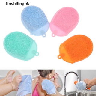 [tinchilinghb] 1 cepillo de baño de masaje de silicona con gancho suave exfoliante guantes de bebé duchas [caliente]