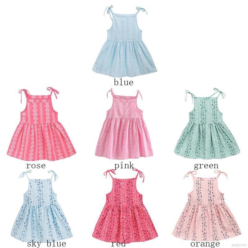 Verano bebé impreso chaleco vestido niñas sin mangas Floral impresión correa vestidos (1)