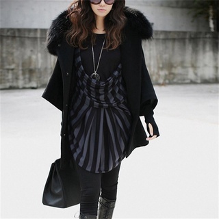 Suéter De piel sintética para mujer abrigo largo abrigo negro ropa De lana talla grande nuevo