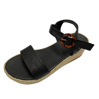 [EXQUIS] mujer verano hebilla correa cuñas tejido playa dedo del pie abierto sandalias transpirables zapatos