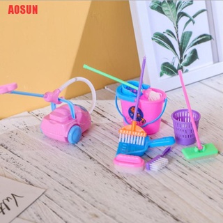 AOSUN 9pcs Mini Mop escoba juguetes herramientas de limpieza Kit de casa de muñecas juguetes limpios